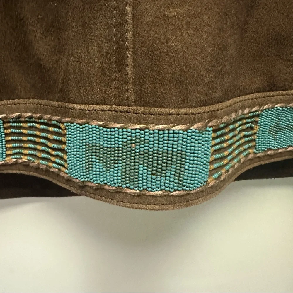 Tasha Polizzi Tan Suede Jacket with Patterned beaded Accents - Picture 6 of 7